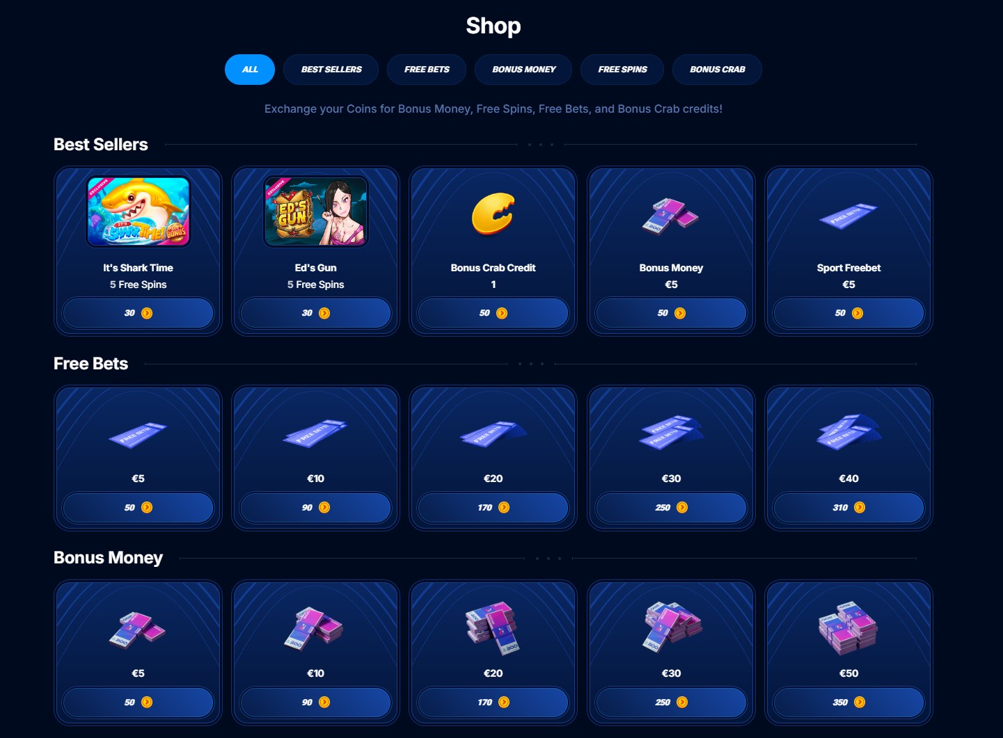 Snimka zaslona Boomerang bonus trgovine